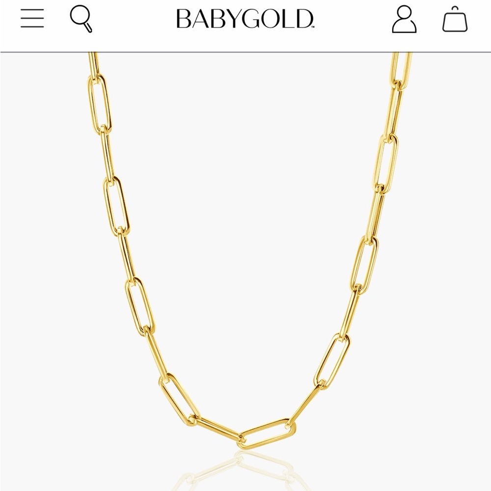Baby Gold 14k Large Paperclip Necklace